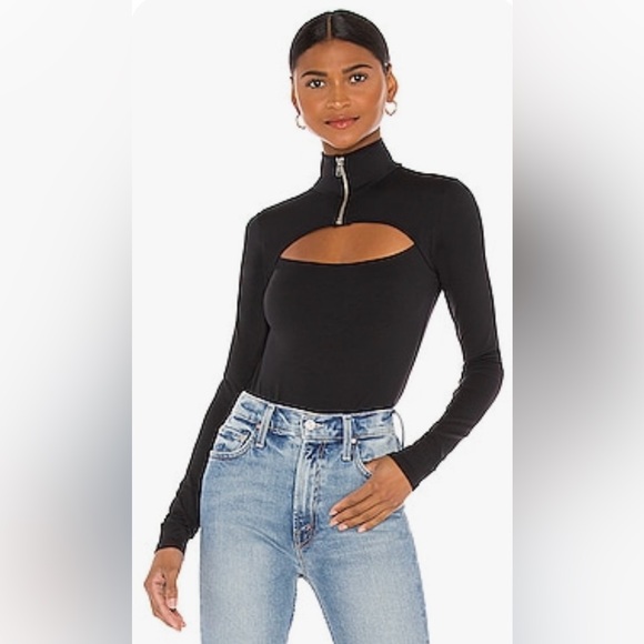 OW Collection Tops - OW Collection ERIKA BODYSUIT in Black Caviar